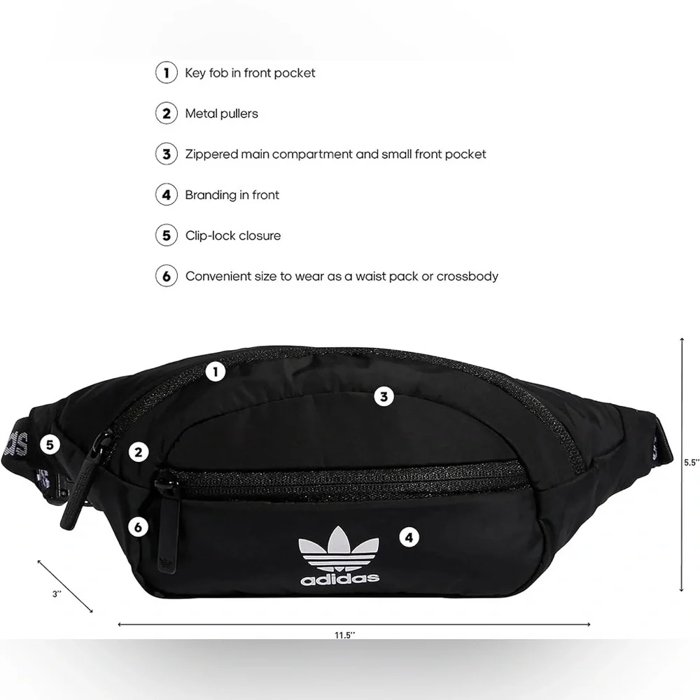 Adidas ||Originals National Fanny Pack Waist Pack BLACK OS